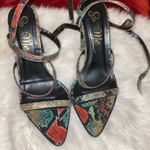 snake print block heels